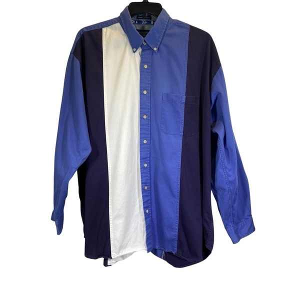 VAN HEUSEN Denim Classics Men's XLT color block long sleeve button down shirt - Picture 1 of 7